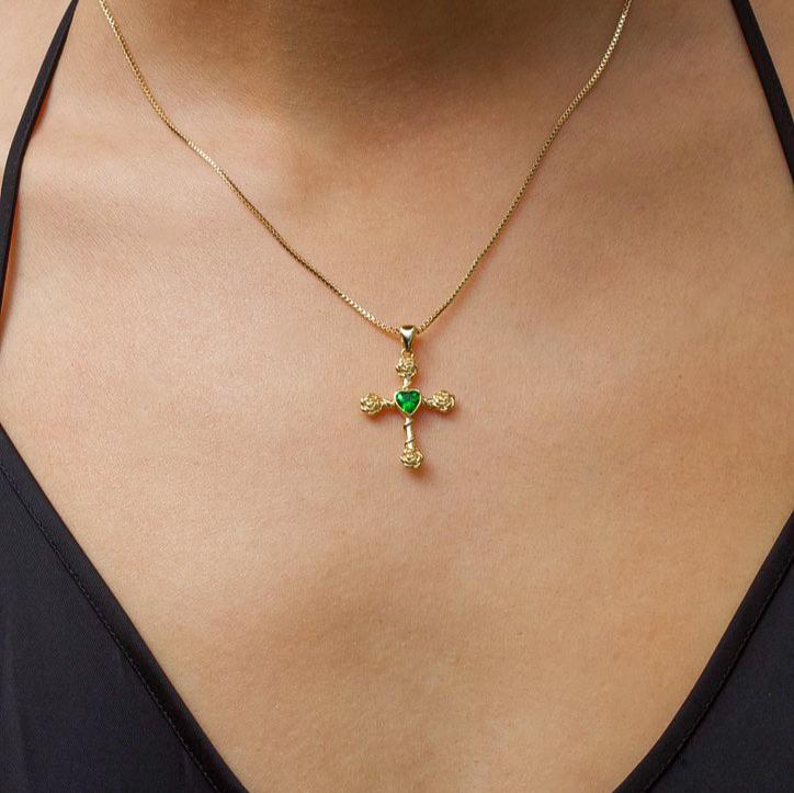 The Emerald Heart Cross Necklace - Image 4